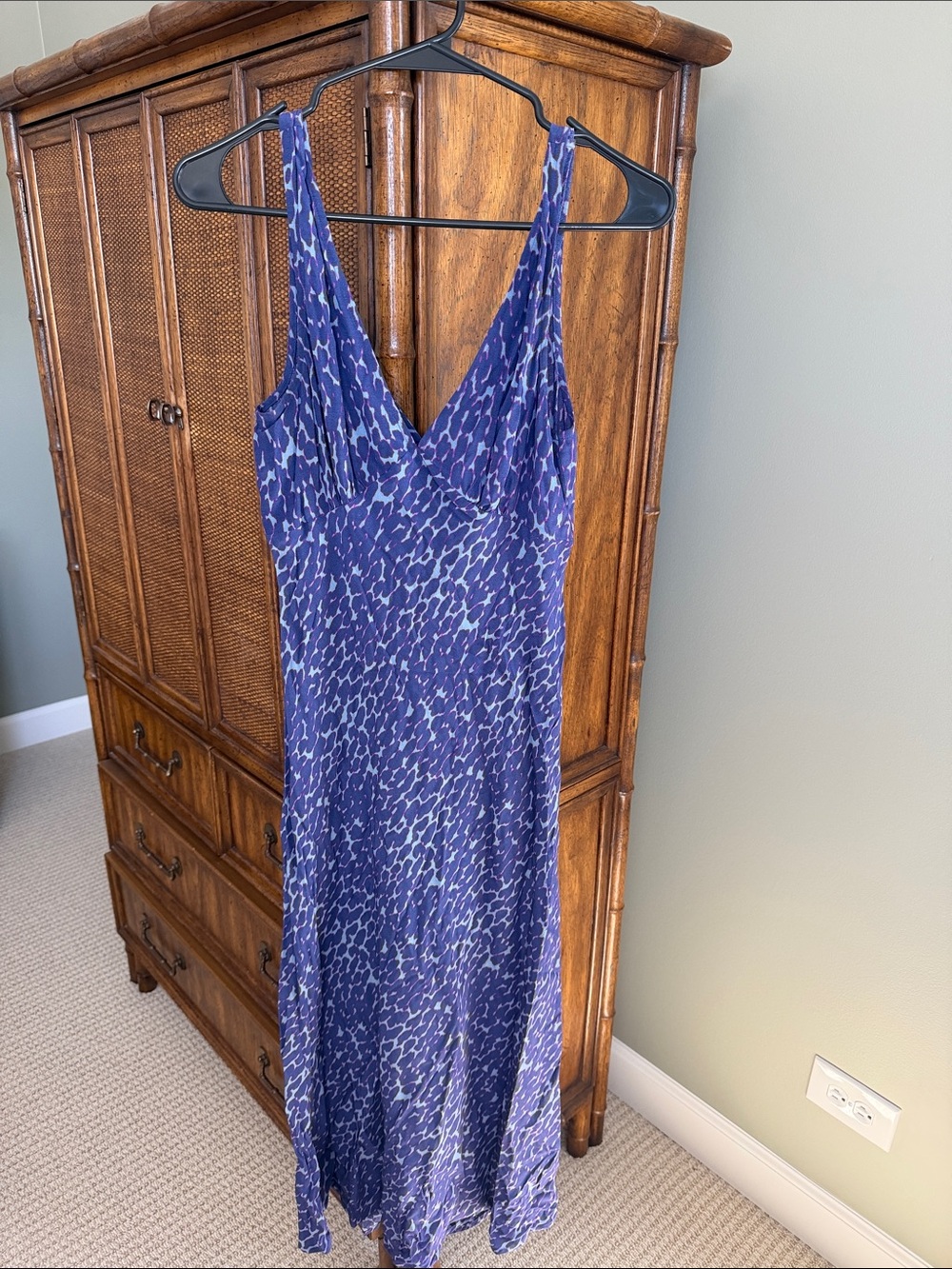 Rails Blue Printed V-Neck Slip Dress